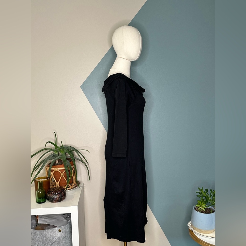 Vintage Forenza Italy Black Off Shoulder Knit Dress Women’s M Cotton 3/4 Sleeve - Picture 5 of 14